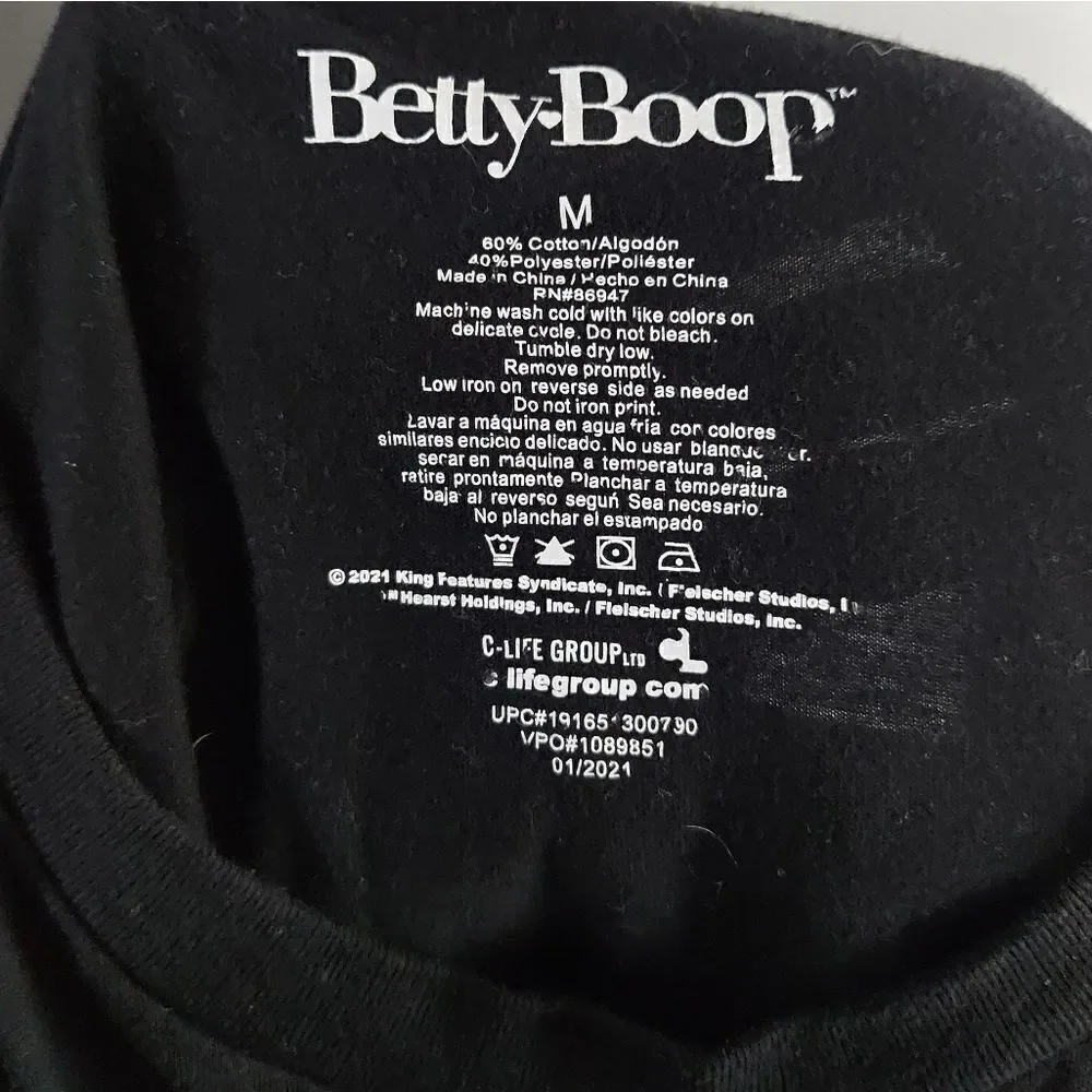 Unisex Betty Boop Blue Flame Motorcycle Long Sleeved Shirt Size Medium